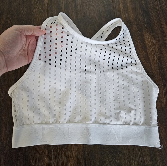 White | ALALA | Perforated Cross Back Sport Bra - Picture 7 of 7